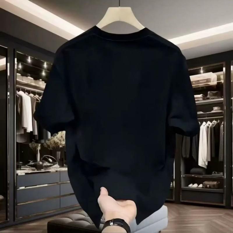 Mens Loose Fit Cotton T-Shirt With Geometric Print Casual Short Sleeve Top Youth Fashion