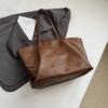 European And American Women Business Shoulder Bag Vintage Brown Coffee Handbag Large Capacity Commute Tote Black Pu Leather Bag