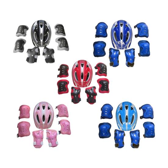 7Pcs/ Set Kids Safety Knee Pad Wear Resistant Sweat Absorption Accessory Cycling Helmet
