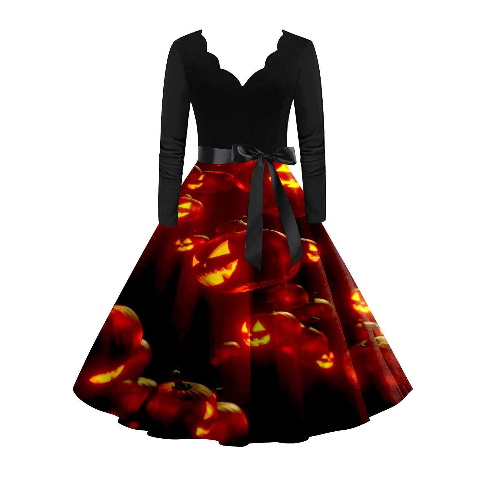 Платье с расклешенным принтом на Хэллоуин для женщин — фото 8