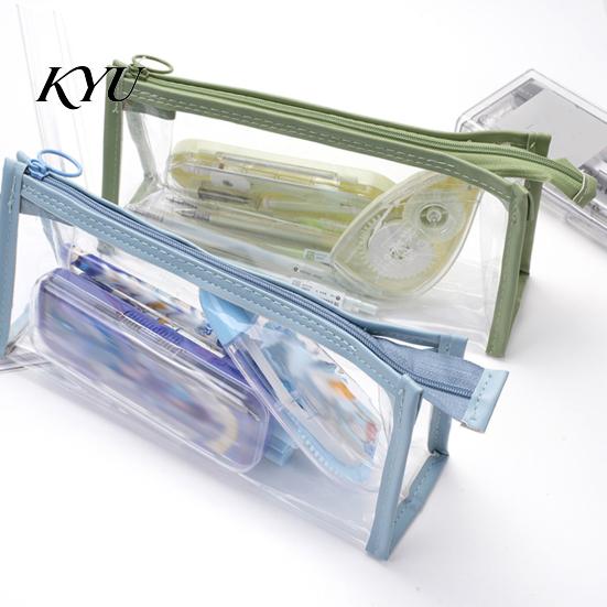 Student Pen Storage Transparent PVC Pencil Case, Large Capacity Waterproof Stationery Organizer Organizer, Durable Zipper Bag for School Supplies