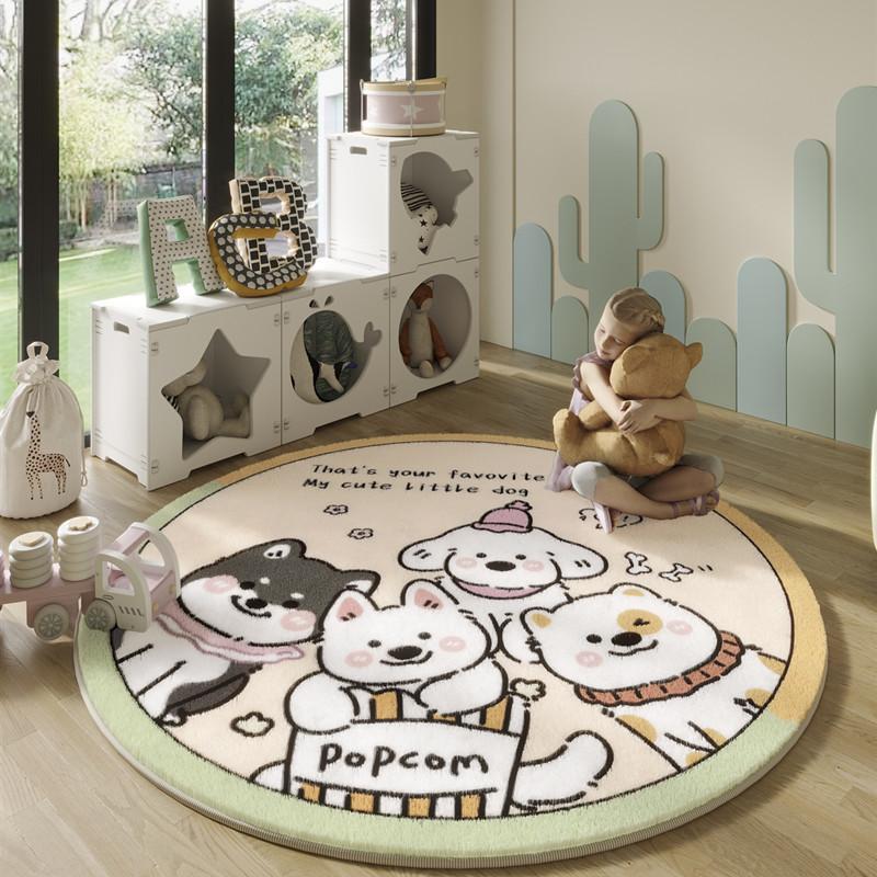 Nordic Style Carpets for Living Room Plush Round Bedside Rug Large Area Children Bedroom Decor Carpet Thickend Cartoon Floor Mat