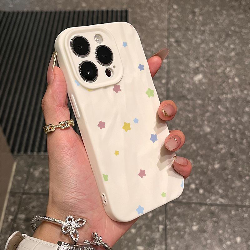 Color star iPhone17promax mobile phone case is suitable for Apple 16promax wrinkle 14 matte 15 sets