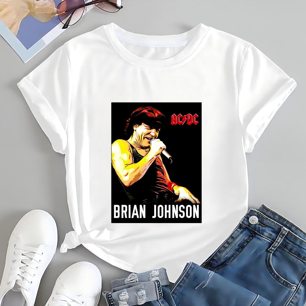 Fashion Retro ACDC Band Printed T-Shirt Tops ACDC Trend Harajuku Women's Universal Shirt Pattern Cotton Harajuku T-Shirt