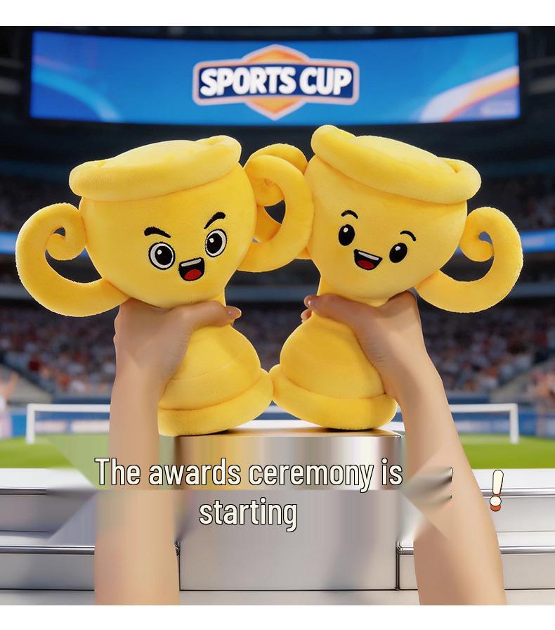 Cartoon Plush Trophy Cushion - Cute Football Sports Gift for Students
