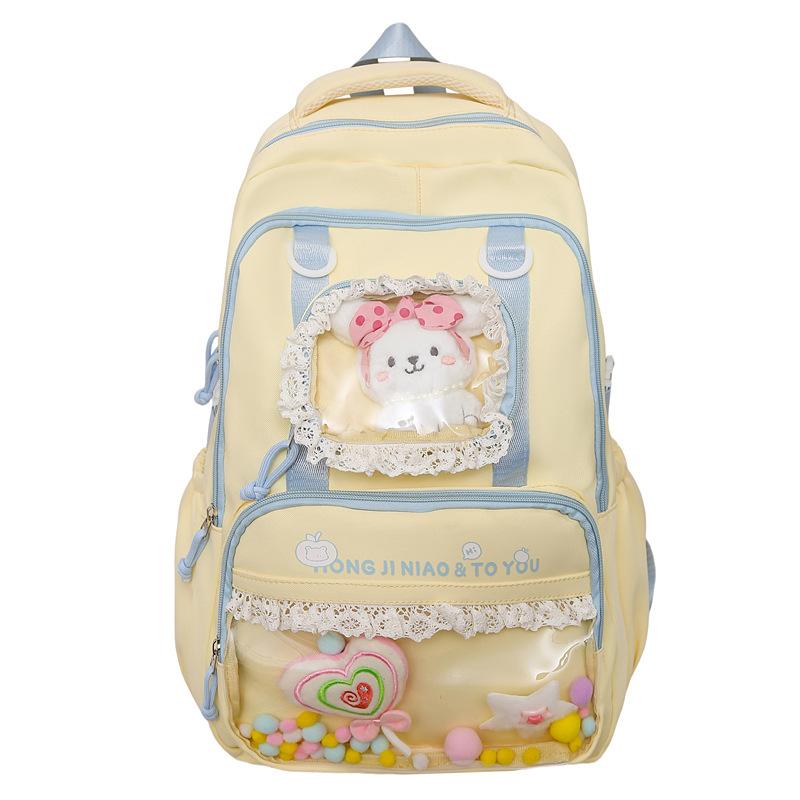 Schulrucksack für Mittelschüler süßer Kontrastfarben-Stil transparent dekomprimierend große Kapazität Mädchenrucksack