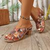Women's Contrast Color Wedge Sandals, Peep Toe Slingback Soft Sole Shoes, Comfy Outdoor Summer Sandals