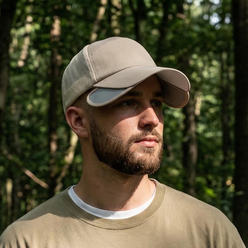 Cappello a visiera retrattile con protezione solare traspirante ad asciugatura rapida, unisex, per esterni, con visiera, a rete, per primavera ed estate