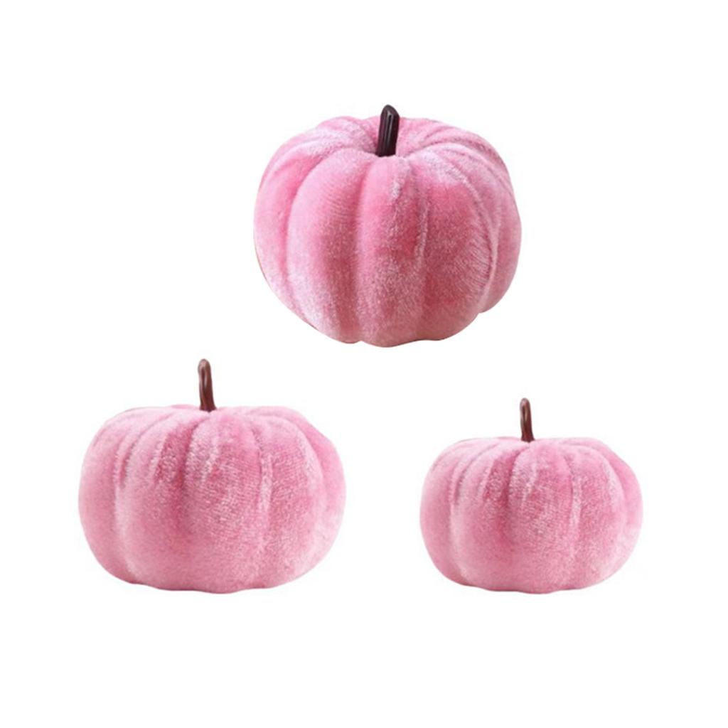 3Pcs Velvety Pumpkin Decoration Artificial Pumpkins For Halloween Christmas Thanksgiving Indoor and Outdoor Decoration
