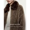 ELLE Women's Vintage Wool Faux Fur Collar Jacket