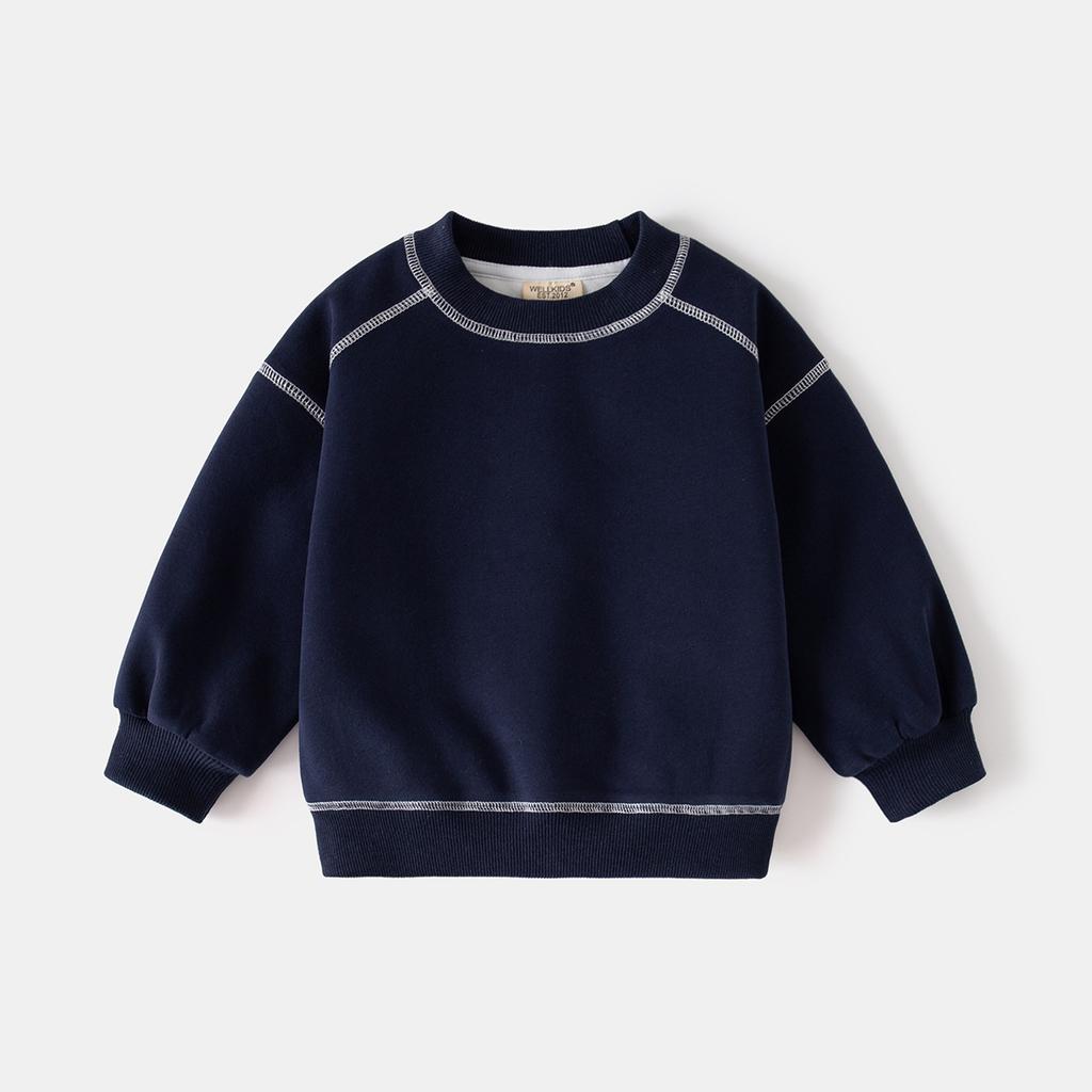 Boys Crewneck Sweatshirt Color Block Pullover Casual Top Spring Autumn Clothing for Kids