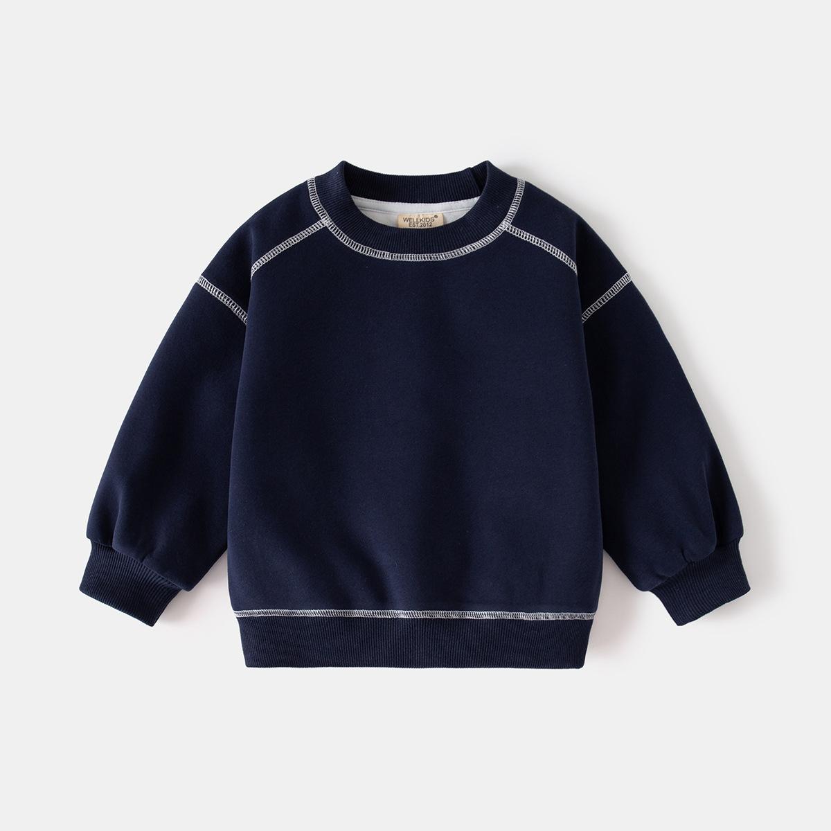 Boys Crewneck Sweatshirt Color Block Pullover Casual Top Spring Autumn Clothing for Kids 90cm