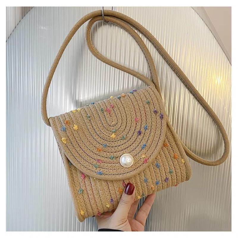 

Соломенная сумка новая универсальная маленькая сумка ручной работы вязаная сумка из хлопковой нити женская праздничная сумка-мессенджер маленькая квадратная сумка 20*6.5*16cm