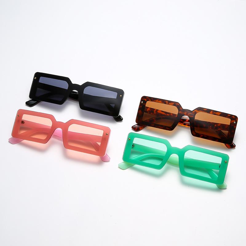 New fashionable square sunglasses, men's and women's trendy European and American street shooting rice nail sunglasses, candy-colored glasses s