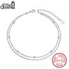 Effie Queen 925 Sterling Silver Layered Satellite Cable Chain Anklet Bracelet Women Link Foot Chain Dainty Summer Jewelry SA14
