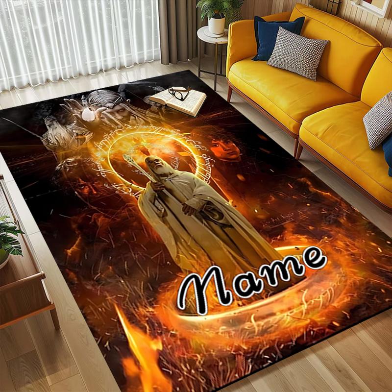Custom Name Knightly Shield Living Room Non-Slip Area Rug Soft Carpet for Bedroom Kids Playroom Sofa Office Home Decor Doormat