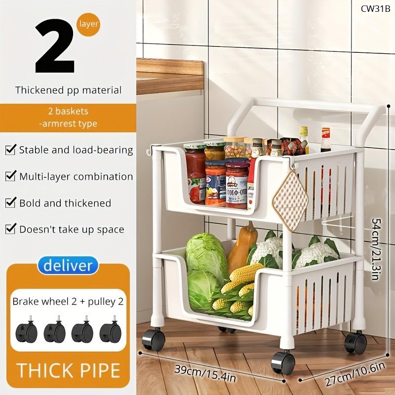 

1 шт. многоцелевая полка для хранения с органайзером на колесах, органайзер для фруктов и овощей, приправ, аксессуары для кухни, ванной, спальни, гостиной Two-layer белый