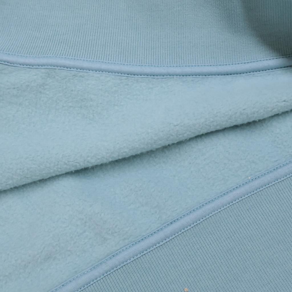 HERMES 21AW Light Blue Cotton Herringbone Piping Fleece-Lined Crew Neck Sweatshirt Pullover tops L blueUsed
