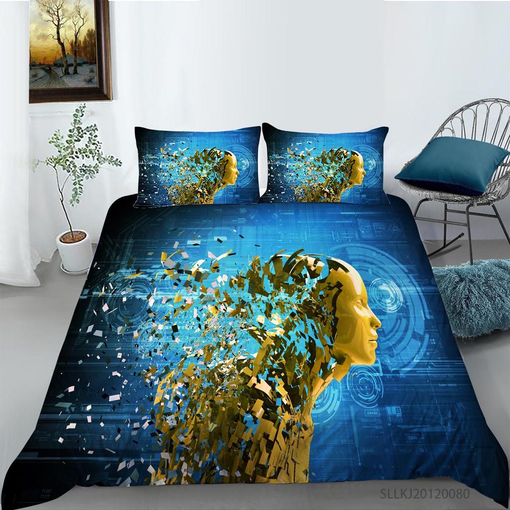Set da letto di lusso Nuova trapunta Stampa figura 3D Camera da letto familiare Matrimoniale Copripiumino e federa Microfibra