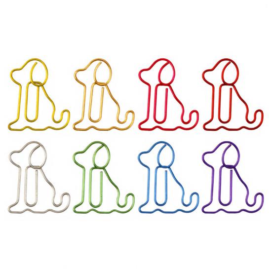 Yousheng 50Pcs Christmas Paper Clips Dog Shape Non-bending Metal Clips Office School Desk Organizing Cards Document Fasteners
