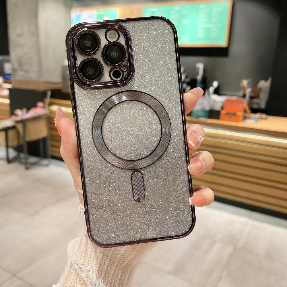 Luxury Transparent Glitter Magnetic For Magsafe Wireless Charging Case For iPhone 15 14 13 12 11 Pro Max X XR XS 7 8 Plus/SAmsung S23 S22 Ultra S21 FE