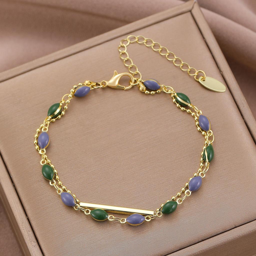 Doppellagiges Schickes Zartes Design Damenarmbänder Schlichte Goldfarbene Perlenkette Verstellbares Bettelarmband Handgelenk Zirkon Geschenk