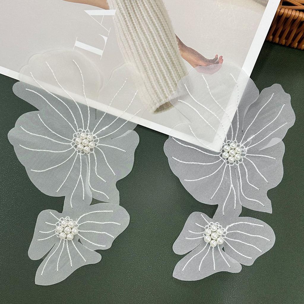 Collar Cloth Sticker Bead Flower Piece Decoration Sweater Long Sleeve Corsage Front Collar Accessories Computer Embroidery Flat Flower