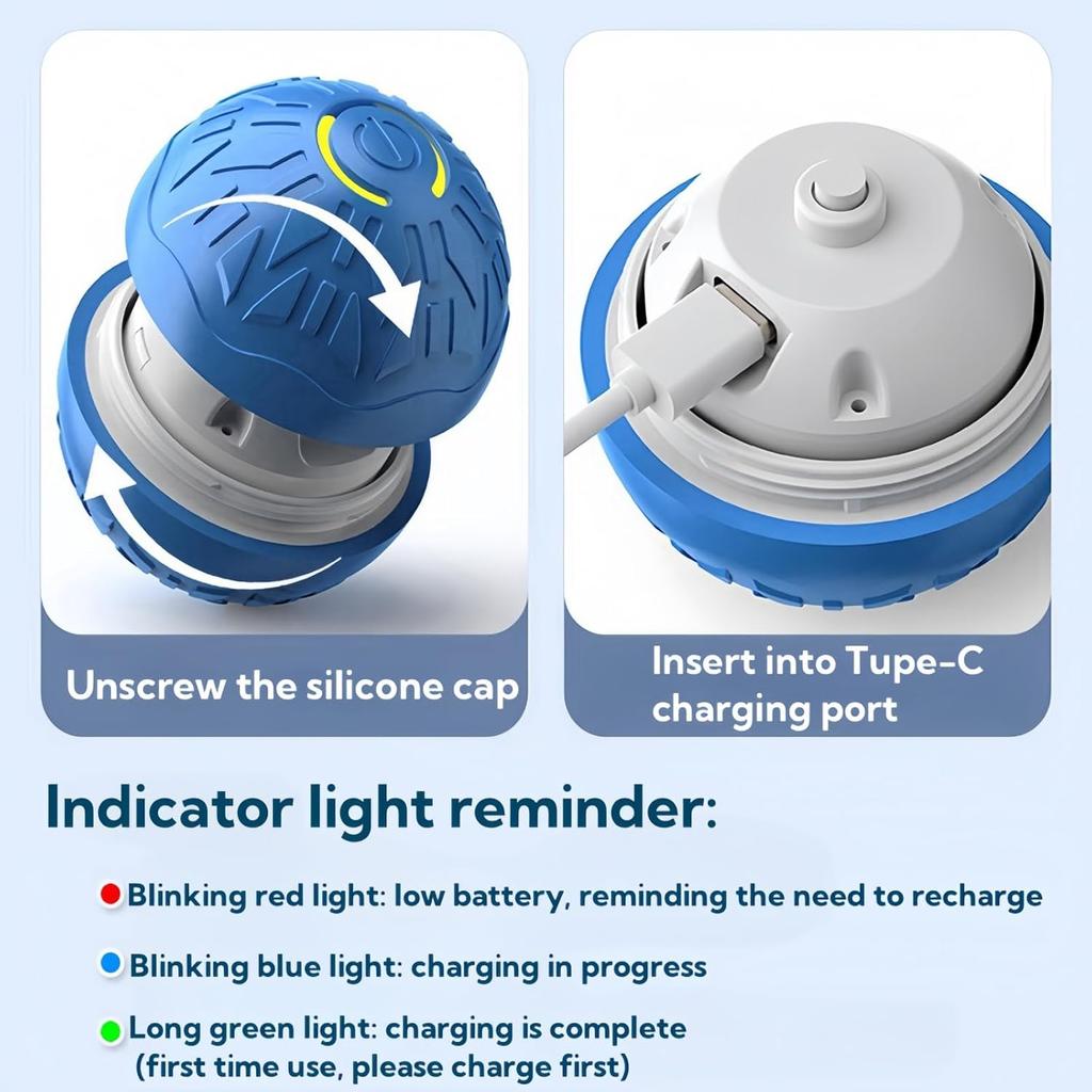Gravity Activated Smart Interactive Ball Rechargeable Electric Toy for Cats and Dogs Self-Playing Pet Toy Ball