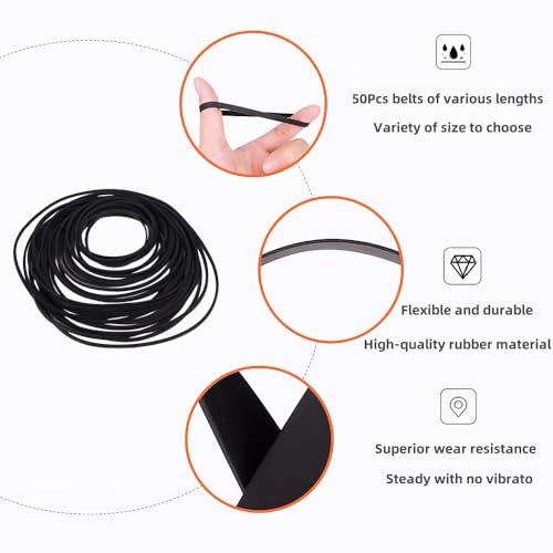50-Pack 1mm Square Mixed Belt Recorder Recorder Walkman Card Holder DVD Reader Rubber Drive Belt 40-135 Mm