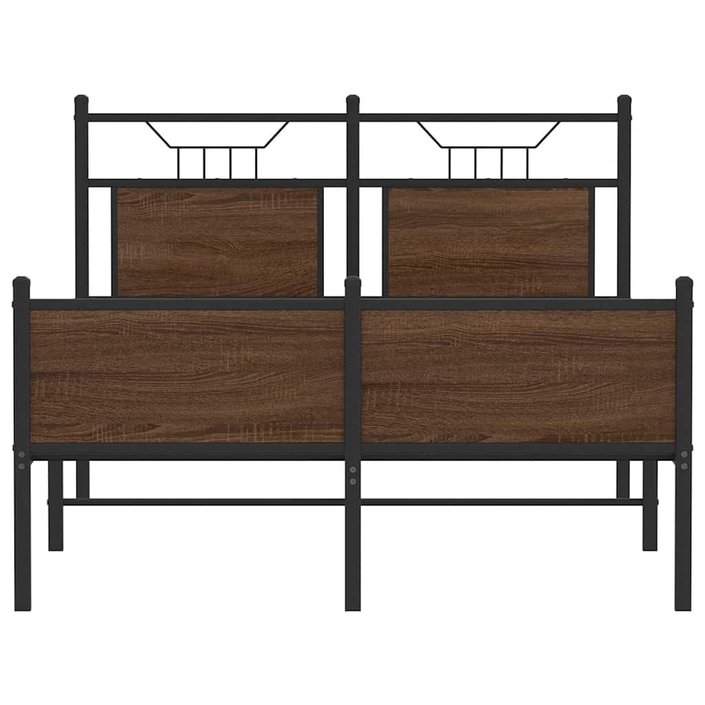 Bed Frame Without Mattress Brown Oak Look 120 X 200 Cm Wood Based Material