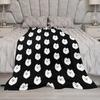 Curious White Spitz Puppy Dog - Charcoal Black Throw Blanket Tourist Blanket Blankets and Throws