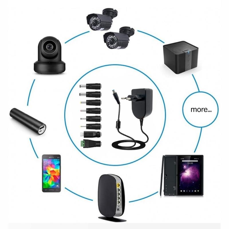 36W Charging Adapter 3-12Volt Adjustable AC100-240V to DC5521 Charger with Interchangeable Tip