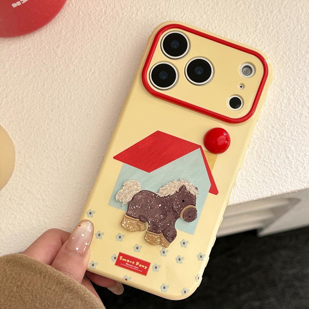 Hongri Pony Mobile Phone Case Iphone17promax Is Suitable for Apple 16 Three-dimensional Cartoon 15 National Style 13 Soft Cover 11