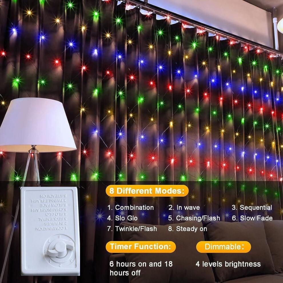 9.84ft x 6.5ft Christmas Net Lights,204 LED 8 Modes Connectable Christmas Lights Decoration, Waterproof Christmas Lights Outdoor B