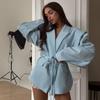 European & American Style Women's Slimming Waist Belt Wide Shoulder Suit Jacket