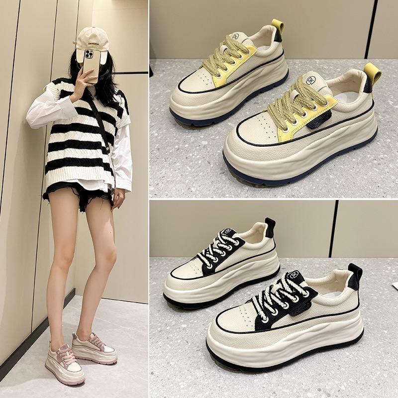 Autumn new sports shoes thick sole inner height increase small white shoes women's dad shoes soft sole casual versatile small man