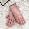 1 Pair of Thermal Fleece-Lined Polyester Gloves for Women, Touchscreen Compatible, Elastic Warm Outdoor Driving and Cycling Gloves