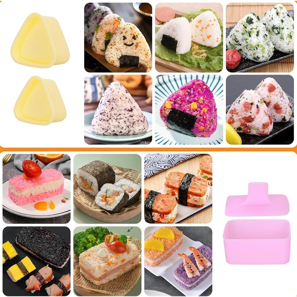 Onigiri Mold, 3 Pack Rice Mold Musubi Maker Kit, Musubi Press Mold, Classic Triangle Rice Ball Mold Maker Sushi Mold for Kid Lunch Bento, Home DIY