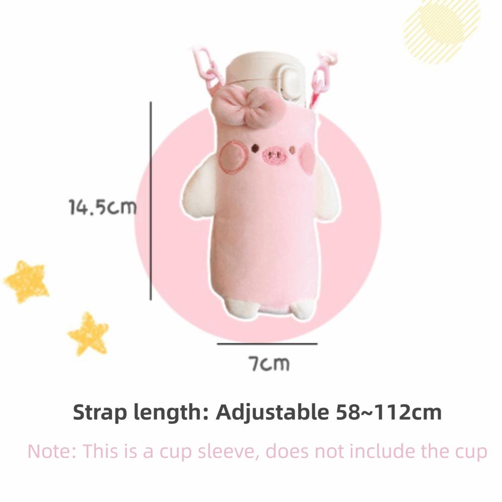 With Adjustable Strap Water Bottle Cover Plush Milk Tea Crossbody Bag Insulated Cup Sleeve  Outdoor