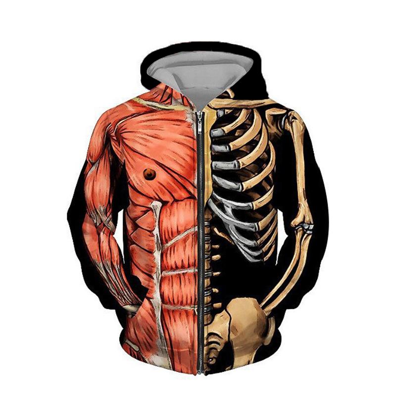 

Толстовка на блискавці з 3D-принтом Horror Skeleton Чоловіки Жінки Повсякденна мода Велика толстовка з капюшоном Дитяча толстовка на блискавці Спортивний костюм Пальто 6XL
