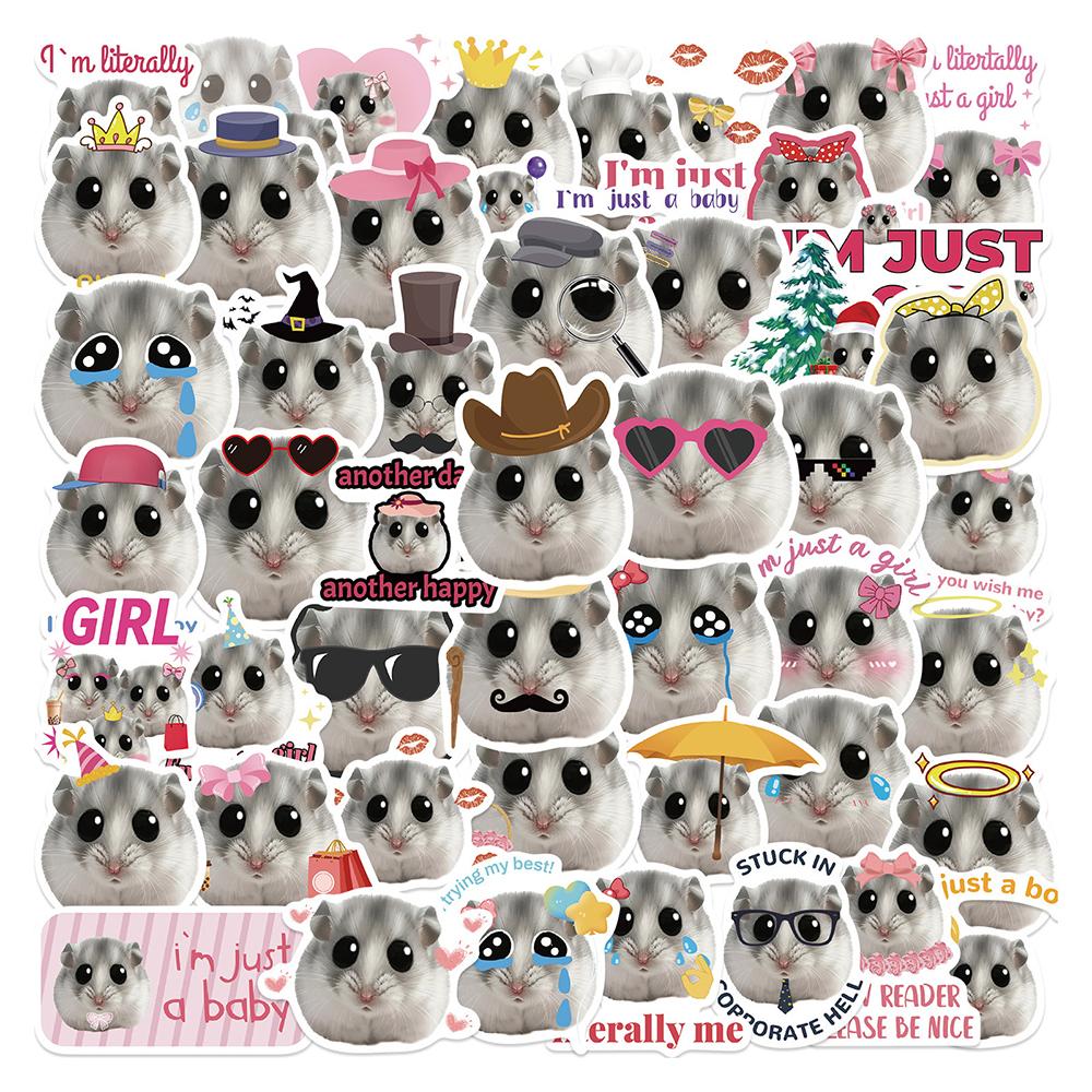 10/30/50 pièces Kawaii Hamster Meme Autocollants Drôles Créatifs Graffiti Autocollant Imperméable Bricolage Skateboard Carnet Téléphone Autocollants Décor