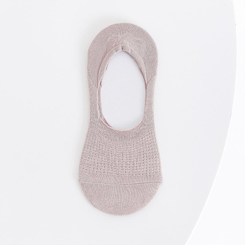 Women Summer Thin Hollow Shallow Mouth Silicone Non Slip Heel Invisible Socks