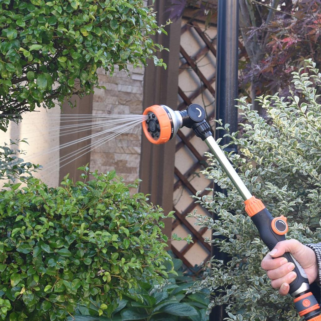 Garden Hose Wand 8 Patterns Multifunction ABS TPR Aluminum Alloy Long Hose Nozzle Sprayer for Agriculture Irrigation Car Washing