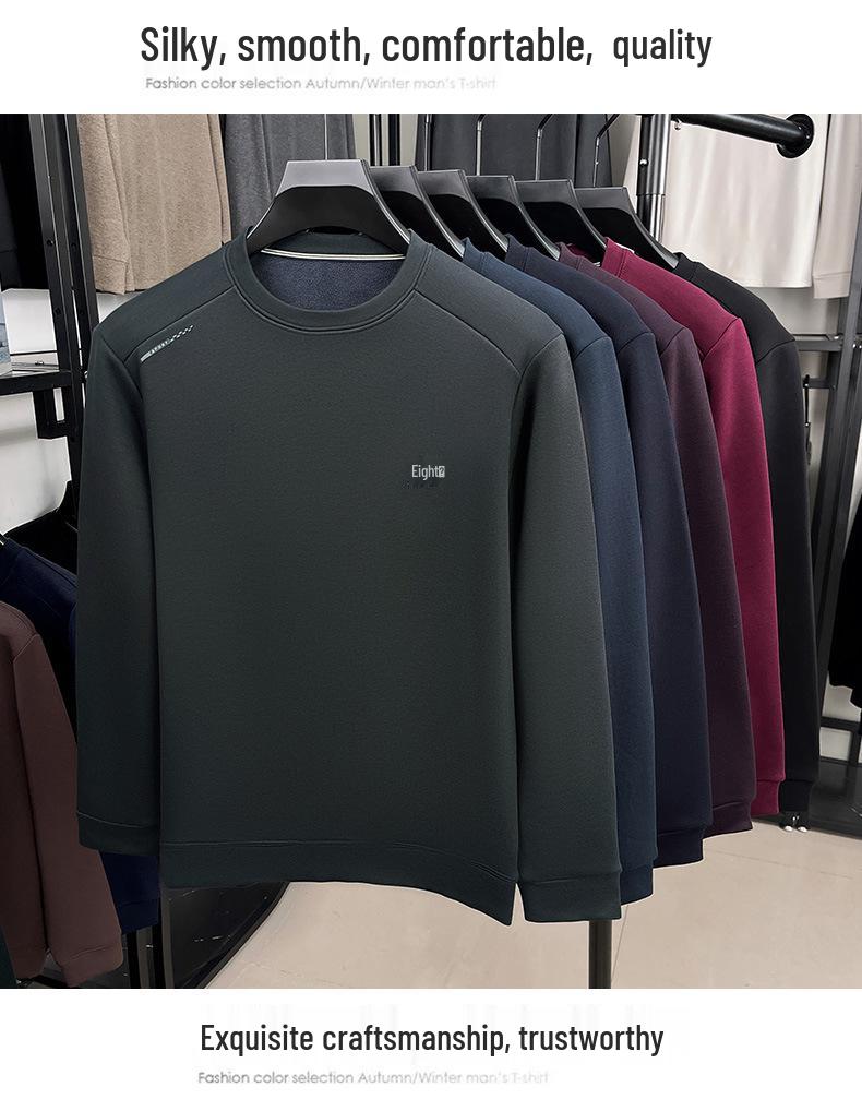 Hochwertiger Herren-Samt-Hoodie: Warme Rundhals-Strickware mit langen Ärmeln für den Winter