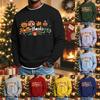 Herren Lockere Passform Lässiges Rundhals Langarm Grafikshirt mit Halloween Thanksgiving Weihnachten Aufdruck Feiertags Oberteil