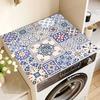 50*60CM Vintage Checkered Printed Washing Machine Dust Cover Pad, Quick-Dry Absorbent Protective Top Mat For Washer And Dryer