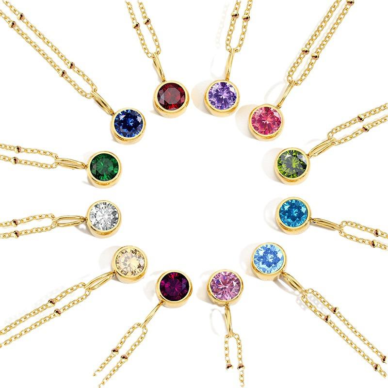 December Birthstone Rhinestone Pendant Necklace - European Women's Fashion