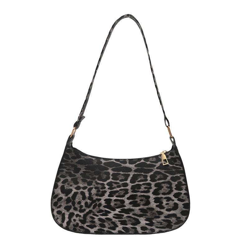 2025 New Women's Bag Leopard Print Baguette Bag Underarm Shoulder Bag Fashion Temperament Soft Leather Messenger Bag Hand Bag