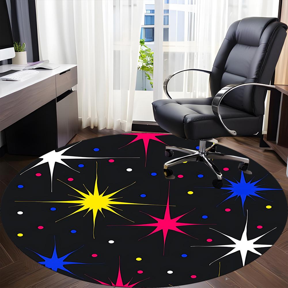 1pc Cosmic Stars Chair Carpet for Office, Round Non Slip Durable Large Size Office Carpet, Suitable for Office