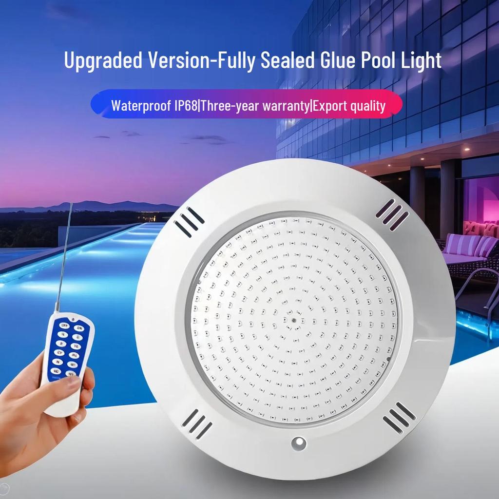 Wireless RGB Waterproof IP68 Wall-Mounted LED Pool Light with Colorful Remote Control.
